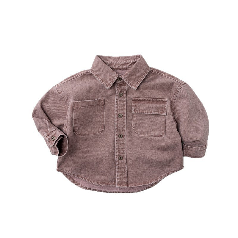 Korean Style Kids Loose Long-Sleeve Shirt