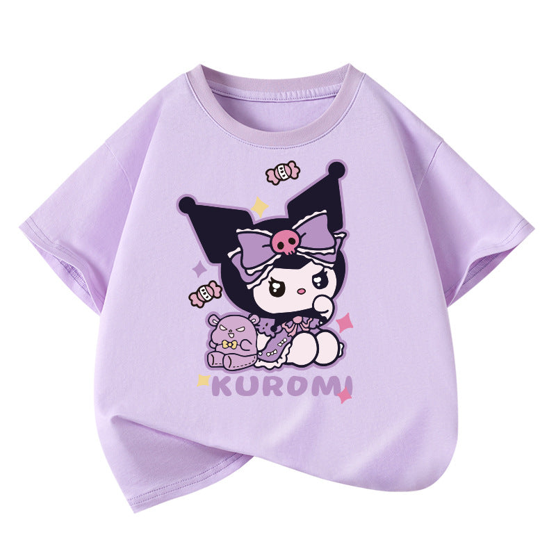 Girls Summer Cotton T-Shirt Loose Half-Sleeve Top