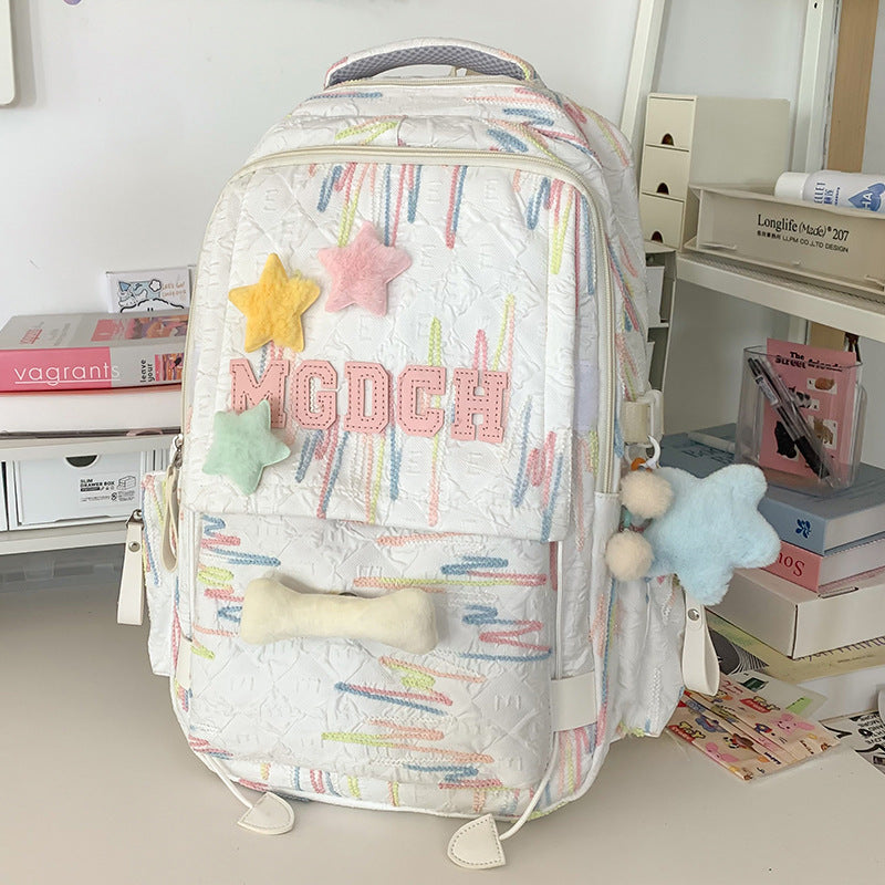 Large Capacity Student Backpack Cute Letter School Travel Bag