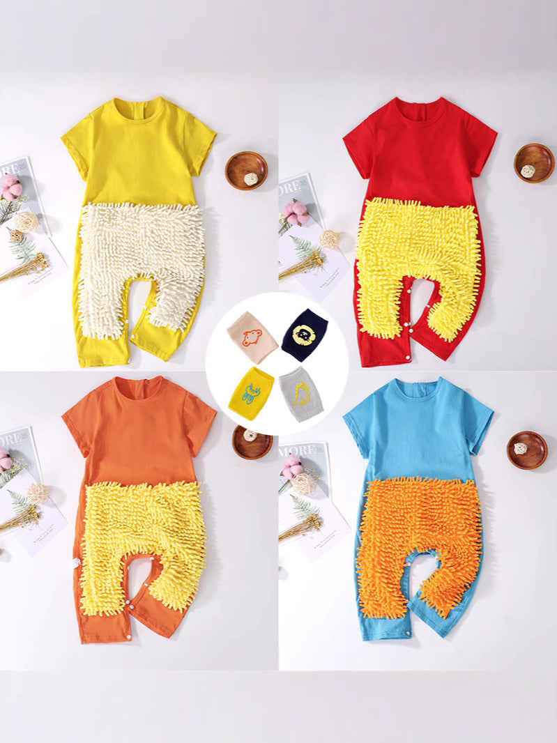 Summer Thin Baby Crawling Jumpsuit Floor Wipe Short SleeveXL
