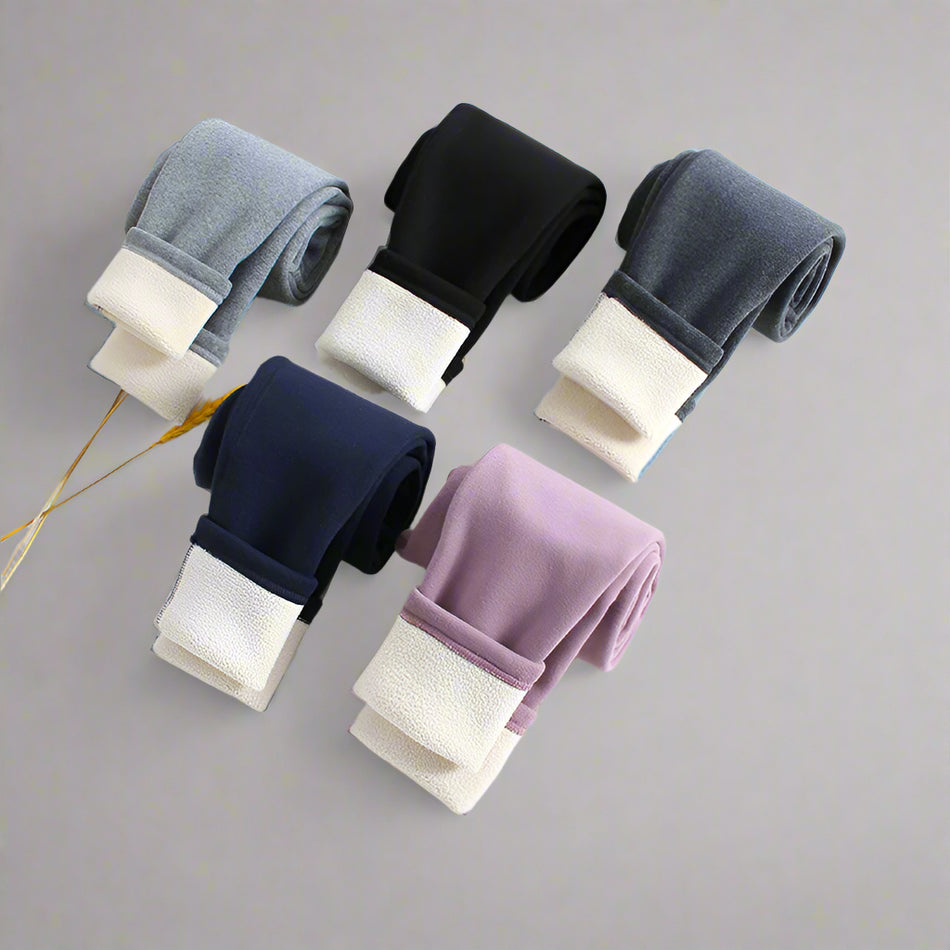 Girls’ Boneless Fleece Leggings – Winter Solid Color Pants  Description: