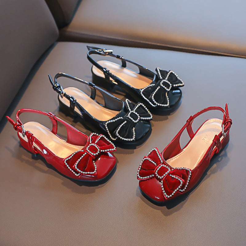 Princess Bow Heeled Sandals – Elegant Summer Style for Little Girls
