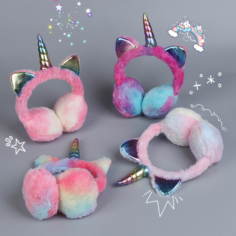 Unicorn Plush Winter Earmuffs – Cute & Warm Rabbit Hair Ear Covers
