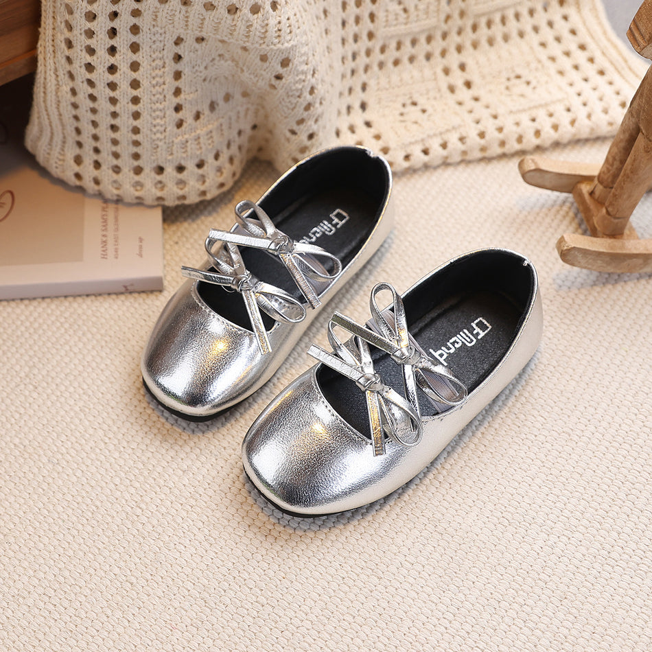 Girls Bow Princess Patent Leather Dress Shoes Elegant Style