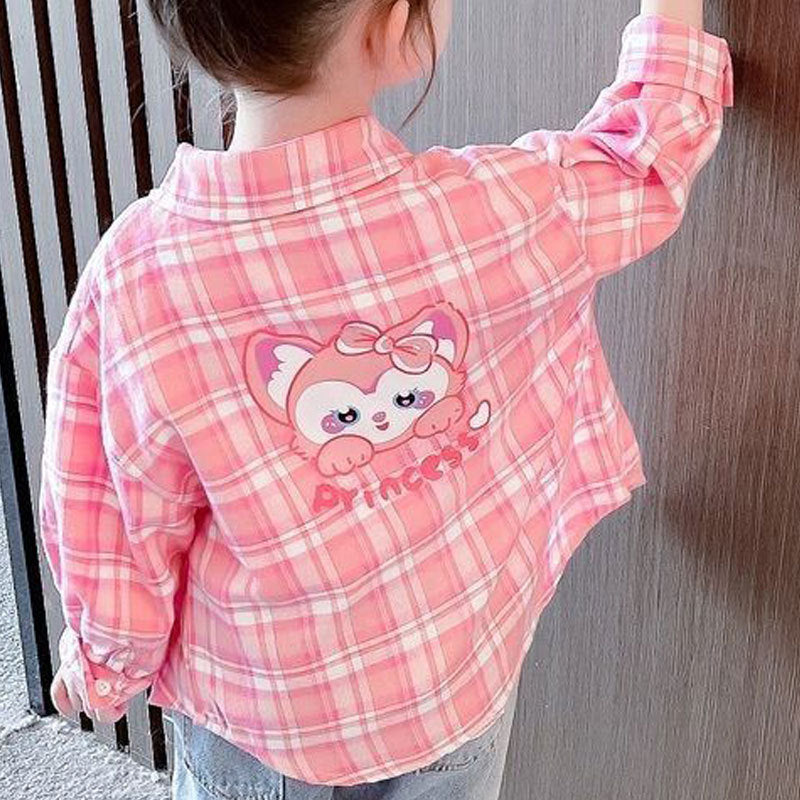 Girls' Plaid Shirt Long Sleeve Spring Autumn Kids' Top