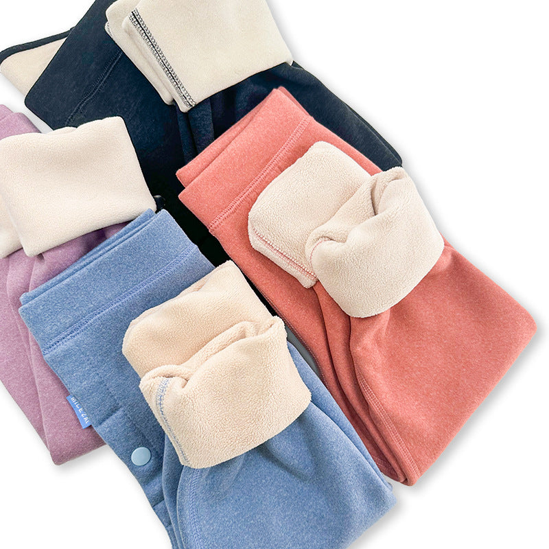 Girls' Warm Fleece Pants Autumn Winter Cotton Lined