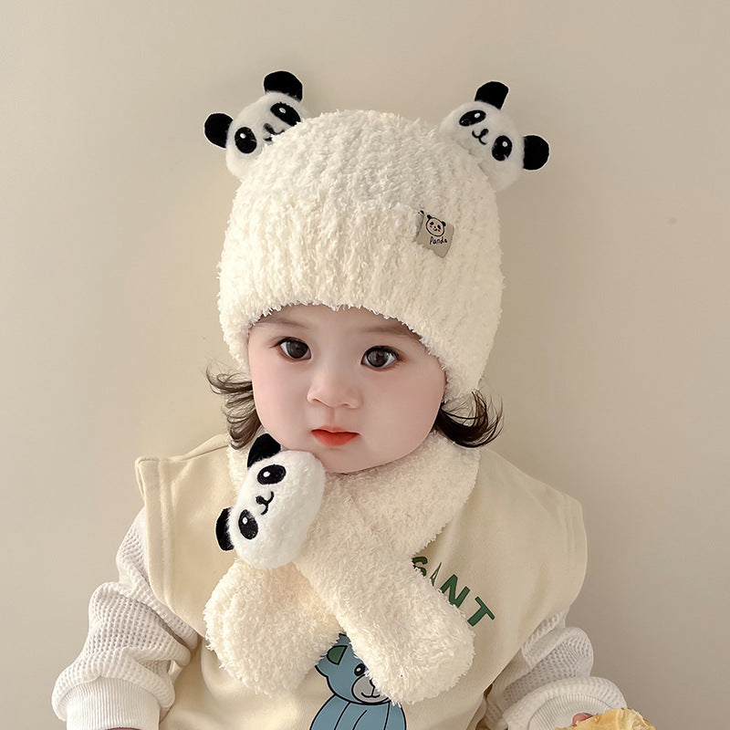 Baby Panda Knitted Scarf Hat Autumn Winter Ear ProtectionEar
