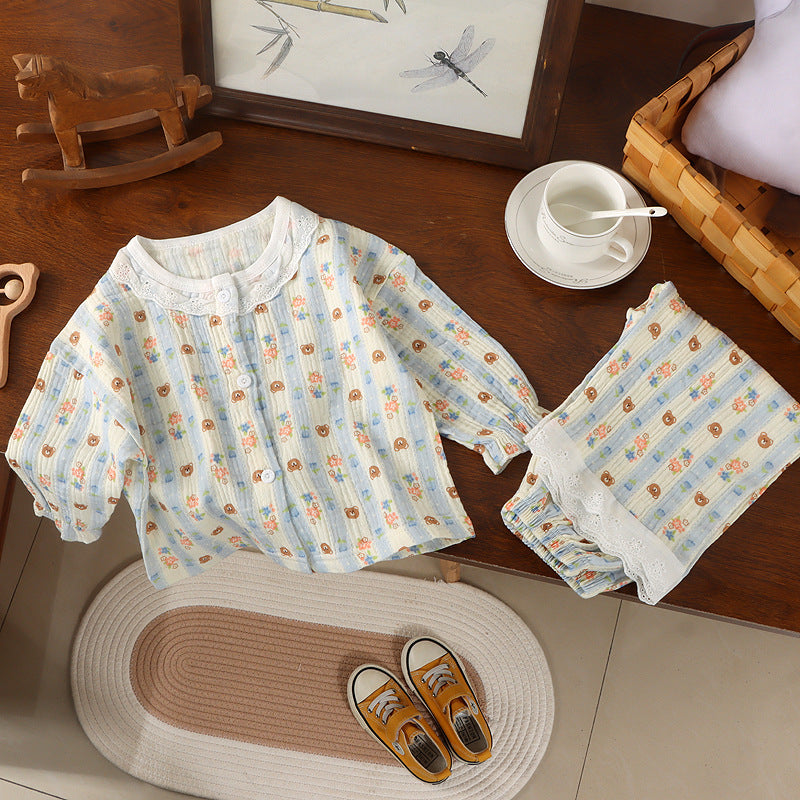 Kids Summer Cotton Pajama Set Breathable