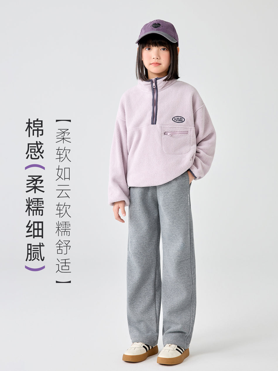 Girls' Fleece-Lined Straight-Leg Pants 2025 Autumn Winter Casual Wear