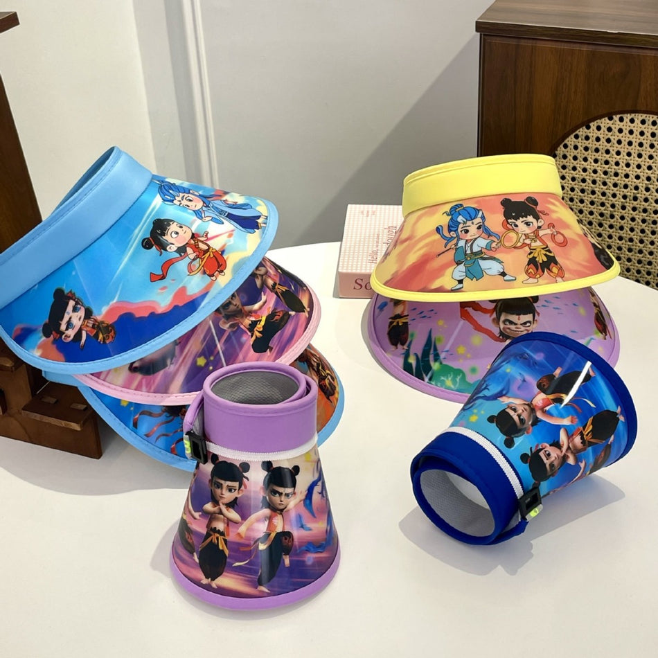 Kids' Cartoon Sun Hat – Summer UV Protection Wide Brim Cap