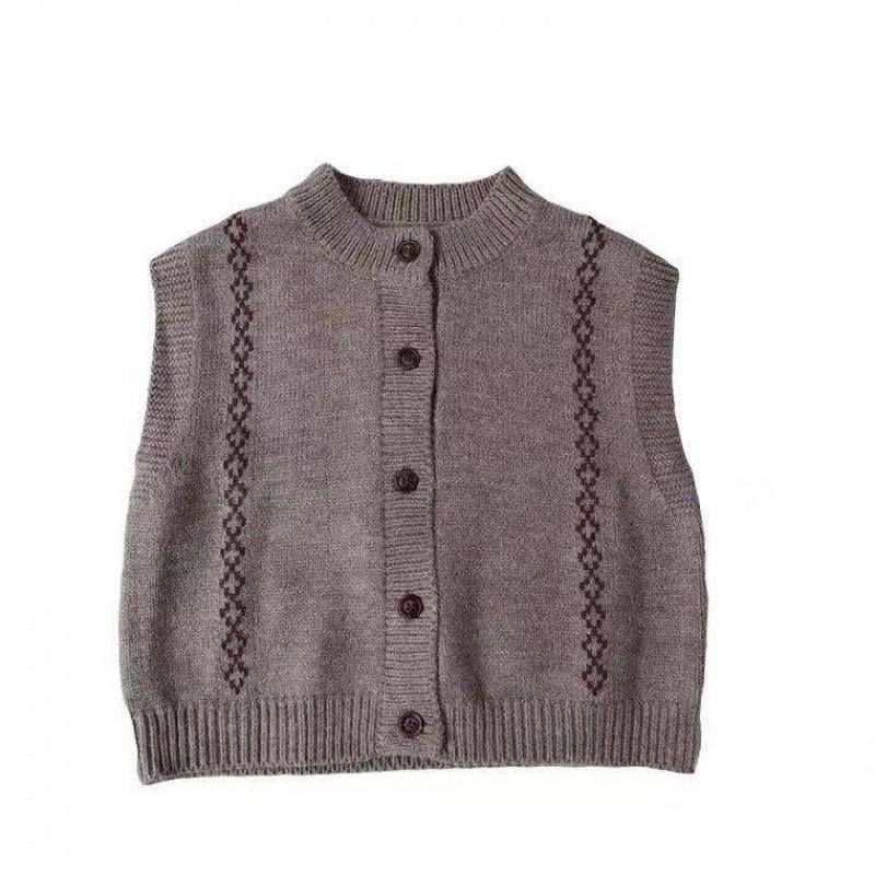 Kids’ Knitted Wool Vest – Korean Retro Outerwear