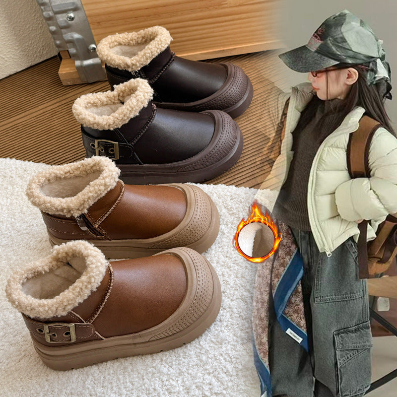 Children Warm Cotton Boots Velvet Lined Winter Shoes Kid Pro