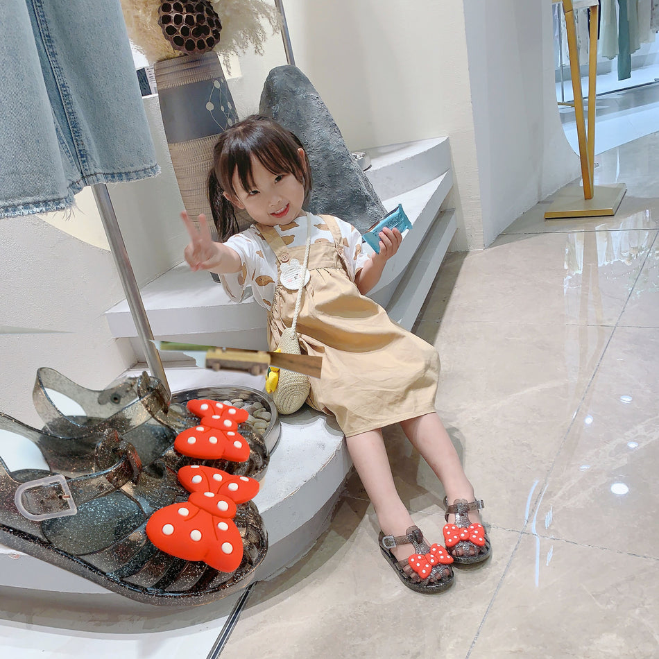 Girls Crystal Bow Sandals – Polo Dot Summer Fashion Shoes