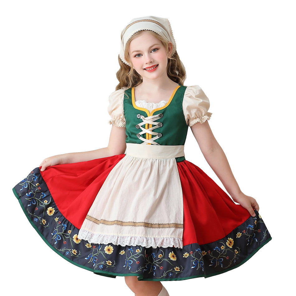Bavarian Children’s Clothing European Pastoral Girls Oktoberfest Dirndl Dress