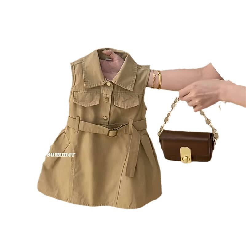 Girls’ Korean Summer Sleeveless Dress – Vest Skirt