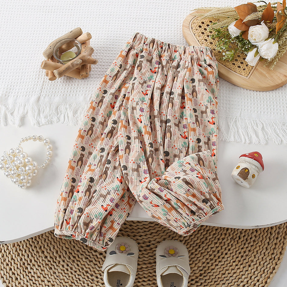 Girls Korean Style Knitted Coat Floral Pants