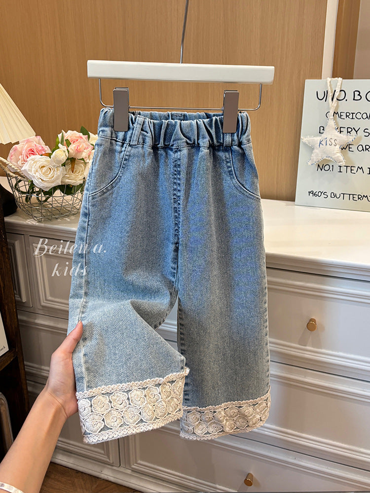Girls Korean Lace Straight Pants Autumn