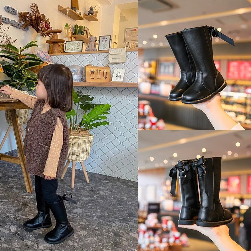 Girls' Velvet High Boots 2025 Autumn Winter
