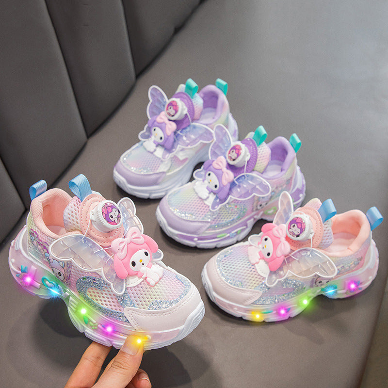 Girls Light-Up Sneakers 2025 Breathable School Shoes