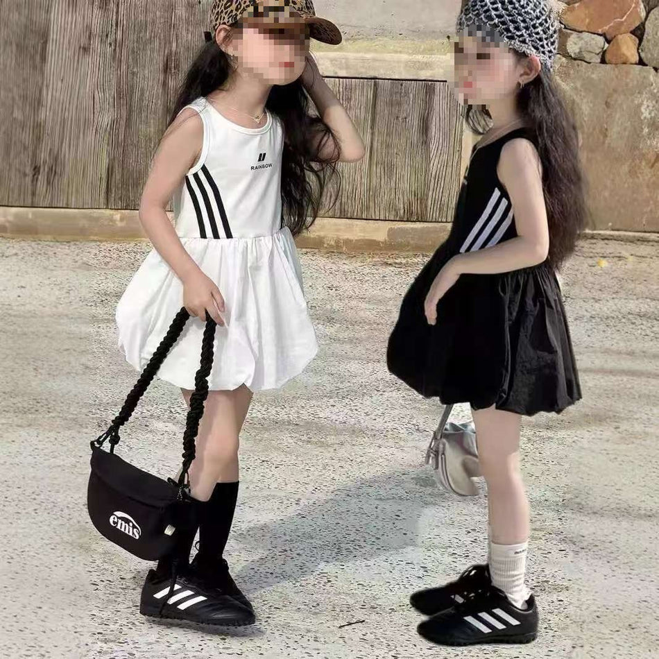 Girls’ Korean-Style Sleeveless Dress – Summer Fluffy Skirt
