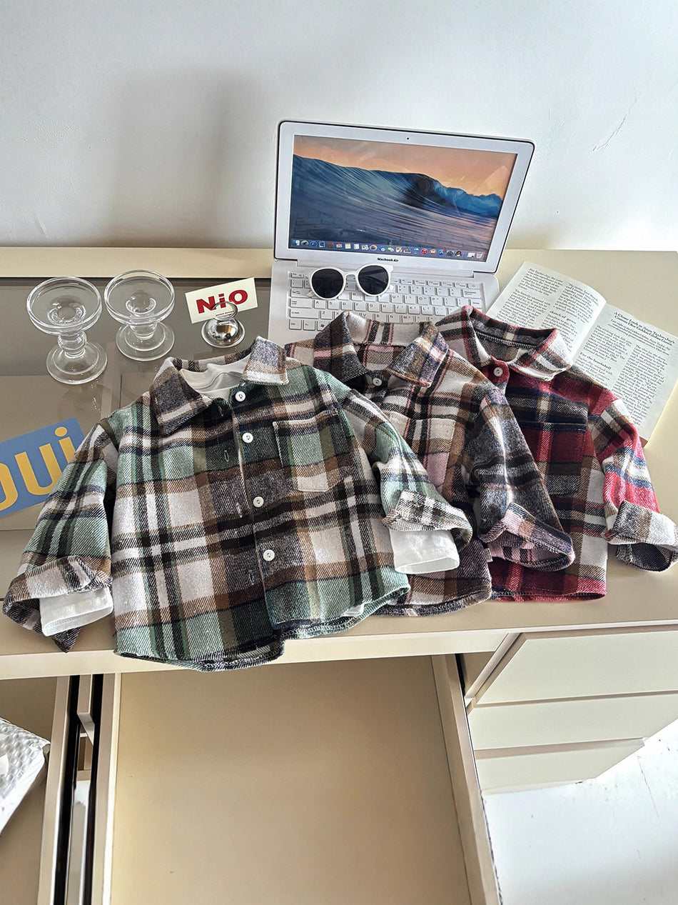 Kids Retro Plaid Long-Sleeve Shirt