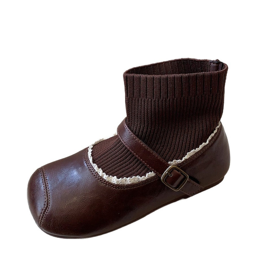 Korean Style Girls Knitted Elastic Boots Soft Sole