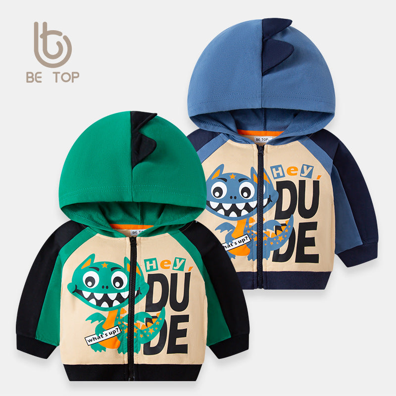 Boys Dinosaur Hoodie | Cotton Cartoon Sweatshirt Outfit