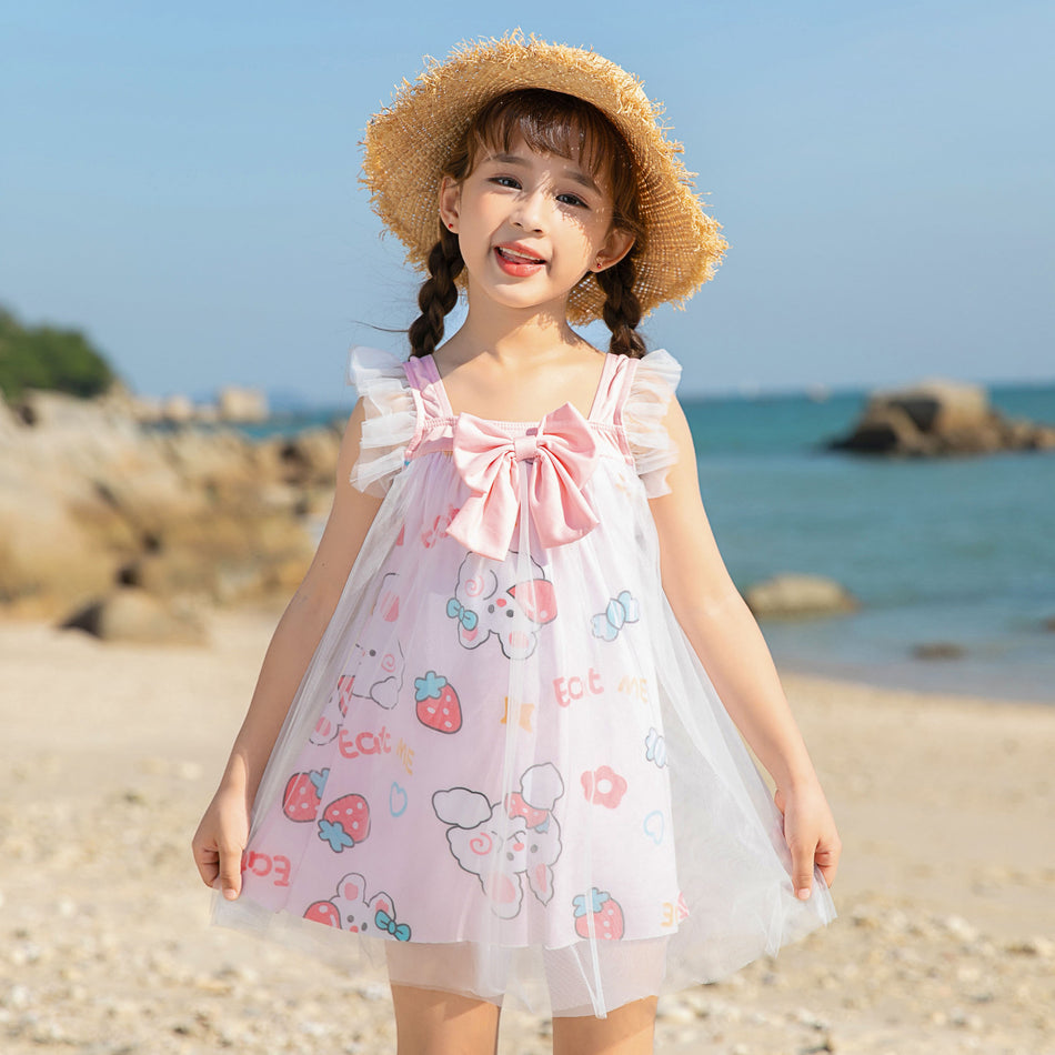 Princess Girls’ Mesh Skirt Swimsuit – 2024 Sweet Style