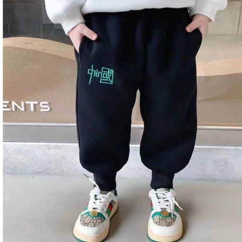 Kids' Velvet Sweatpants Warm Winter Autumn Spring Pants