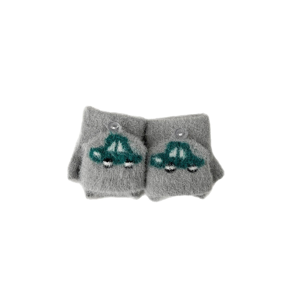 Baby Winter Plush Flip-Cover Cartoon Gloves Warm