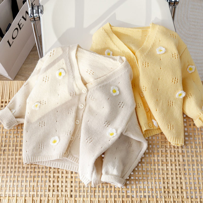 Girls’ V-Neck Knitted Cardigan – Spring & Autumn Wear
