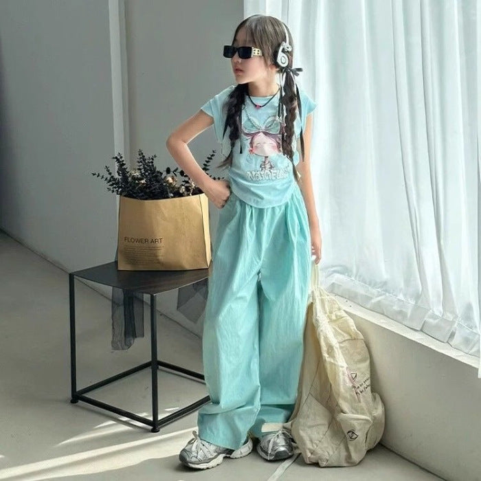 Girls Cartoon T-Shirt & Pants Set