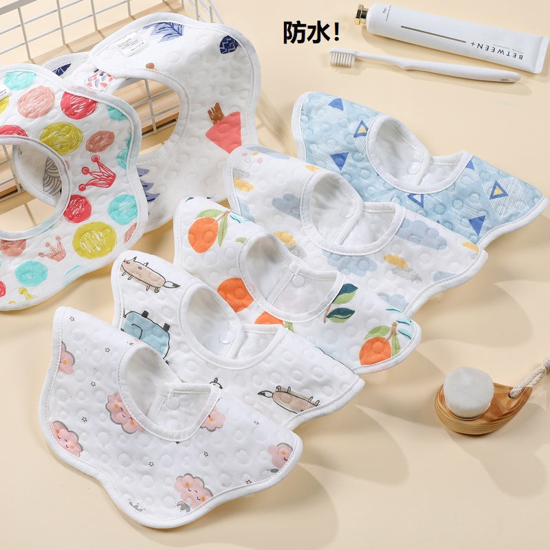 Waterproof Cotton Gauze 360 Degree Baby Petal Bib Care