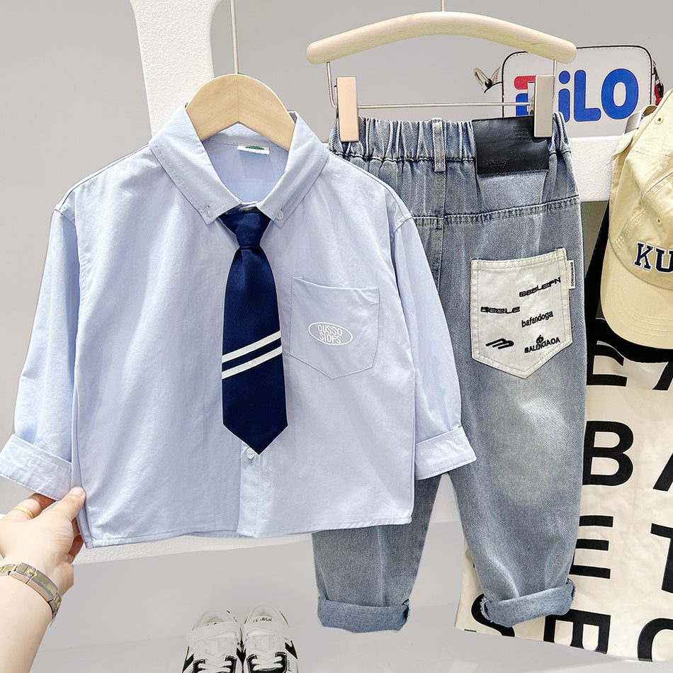 Boys White Long-Sleeve Shirt Autumn 2025