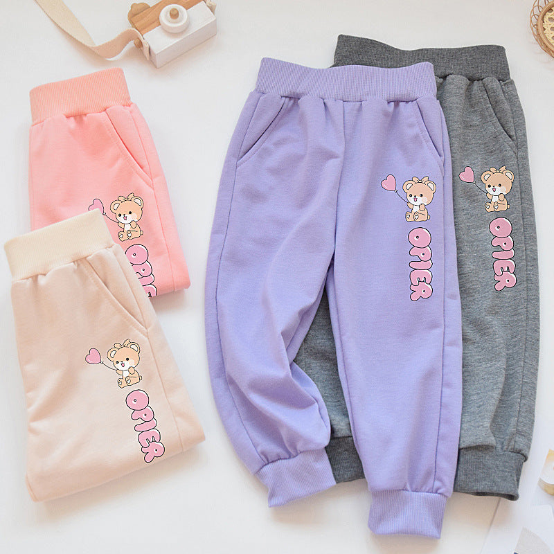 2024 Girls' Nine-Point Cotton Pants Spring Autumn Wear