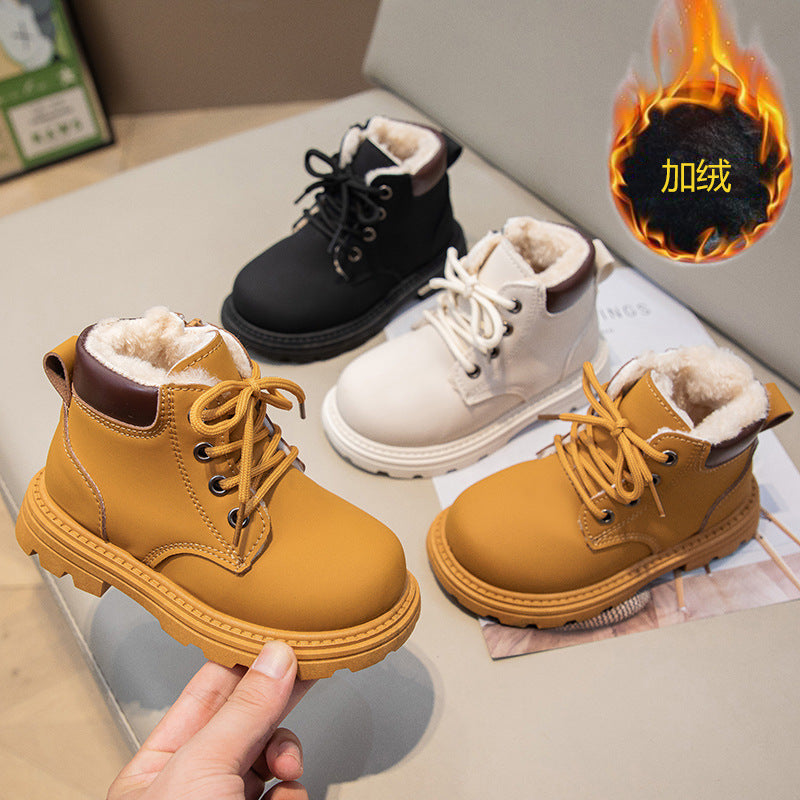 Kids’ Winter Snow Boots – Fleece-Lined Warm Cotton Shoes