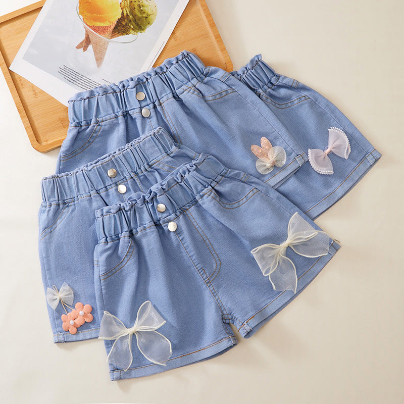 Girls Summer Denim Shorts Thin Outer Wear for Kids