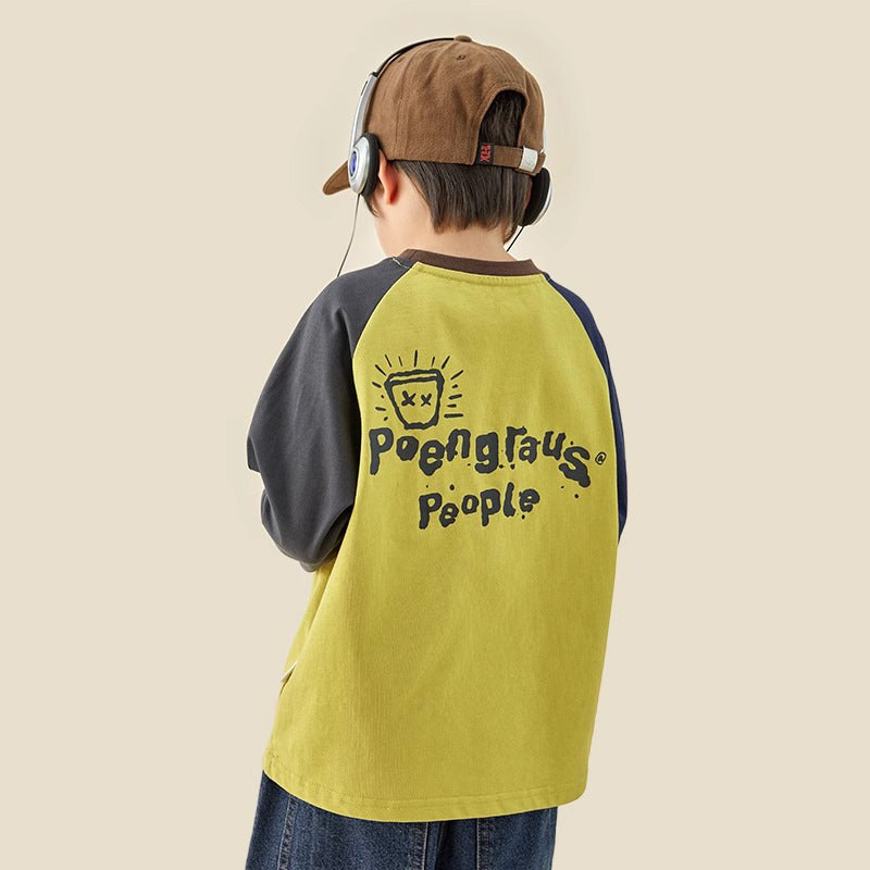Boys Raglan Long Sleeve Cotton T-Shirt Casual Top