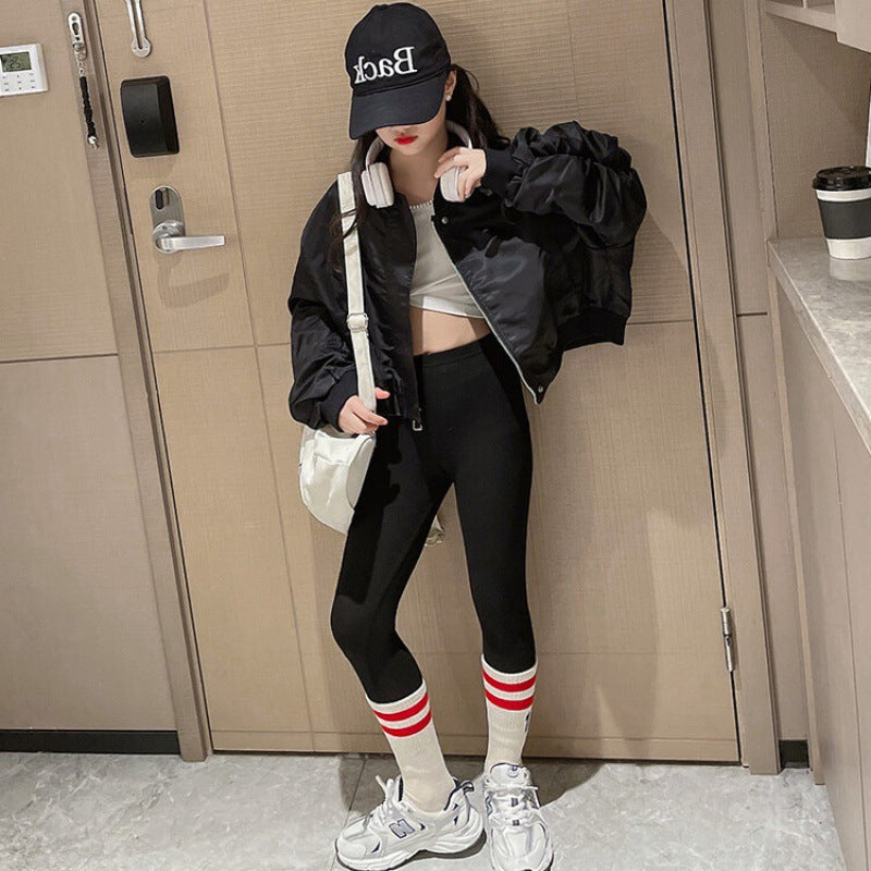 Girls Korean Style Pilot Jacket Kids Autumn Zipper Coat