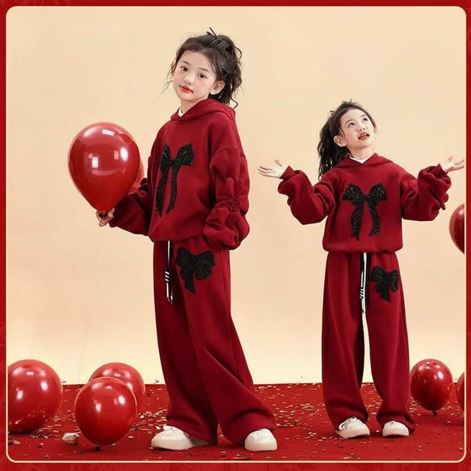 Girls Fleece-Lined Hooded New Year Suit