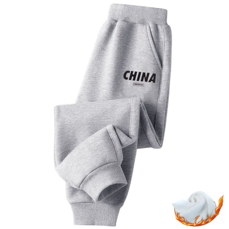 Velvet Thickened Kids’ Sweatpants for Winter   