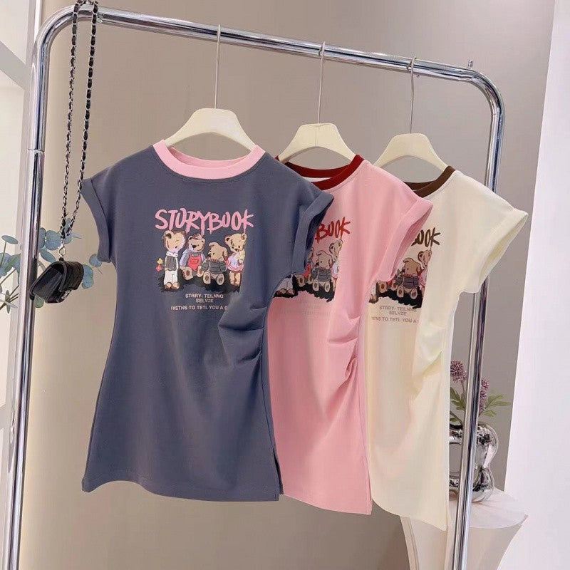 Girls’ Summer Dress – Korean Style Casual Shirt Skirt