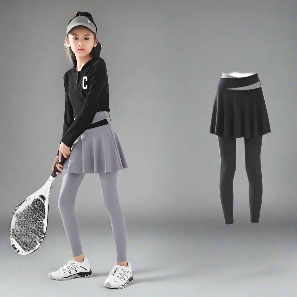 Girls’ Sports Tennis Skirt Pants – Quick-Dry Shark Leggings