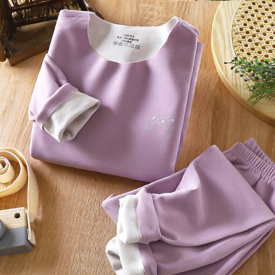 Children Seamless Velvet Thermal Set Autumn Long Pants