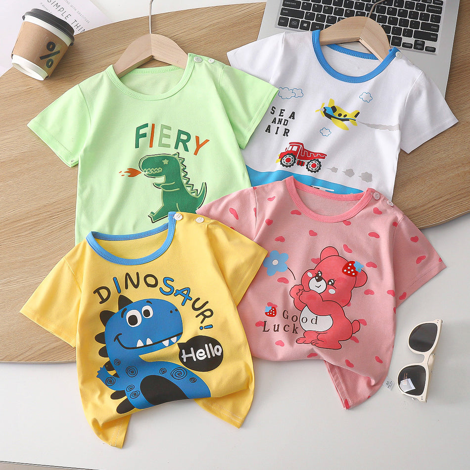 2024 Cartoon Cotton T-Shirt – Korean Style for Kids
