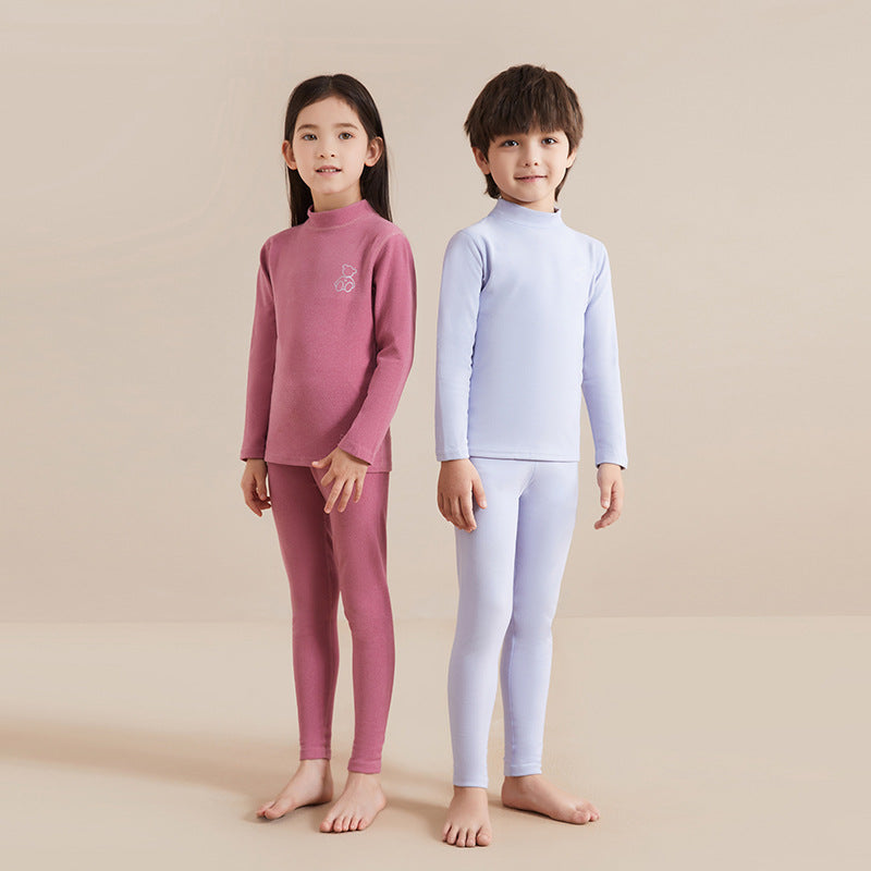 Children Mid Collar Thermal Underwear Set Autumn Winter