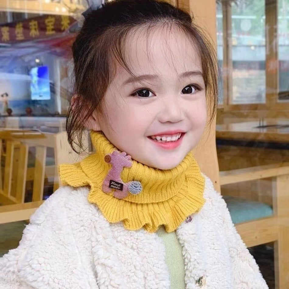 Baby Cartoon Knitted Scarf – Warm Wool Shawl for Kids