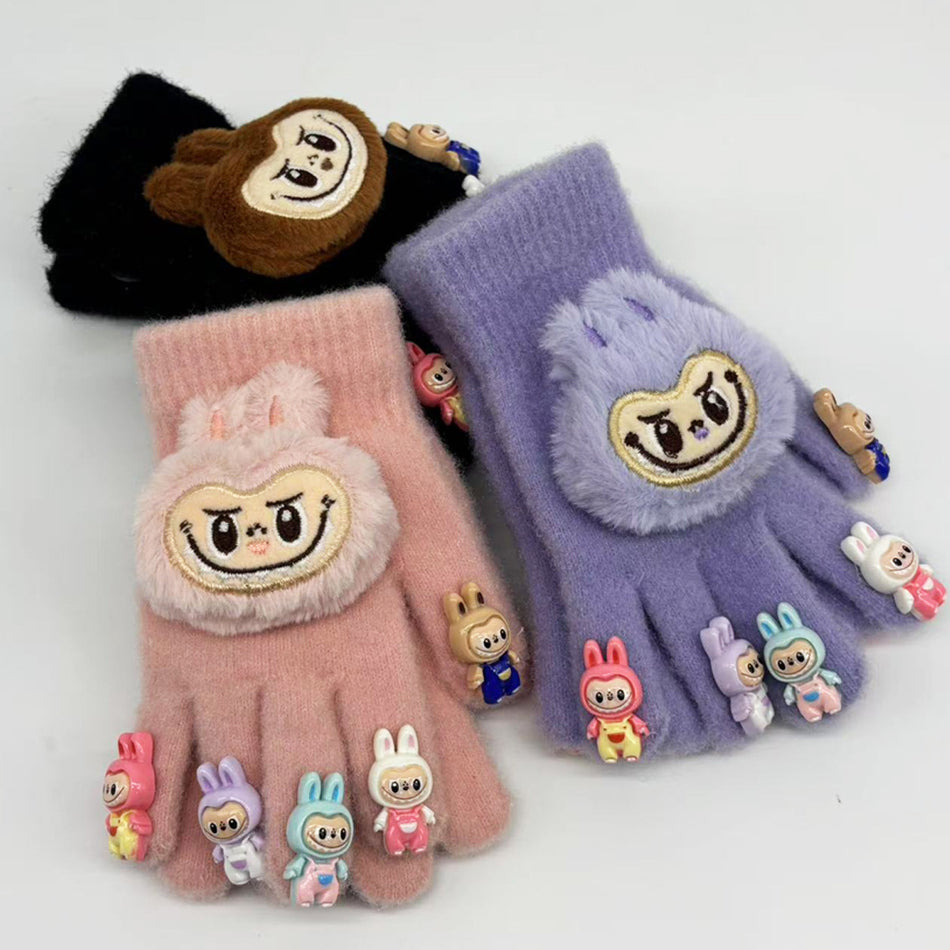 Luminous Kids’ Winter Gloves Thick Cartoon Finger Mittens