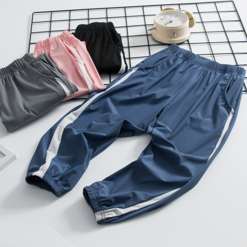 Summer Kids Ice Silk Jogger Pants Quick-Dry Sports Trousers
