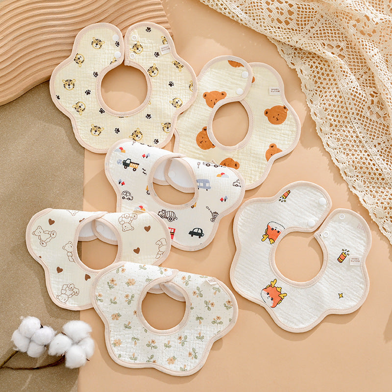 Pure Cotton Waterproof Baby Bib with Rice Pocket for Newborns